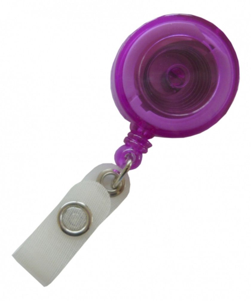 Kranholdt Schlüsselanhänger Jojo / Ausweishalter / Ausweisclip runde Form (100-tlg), Gürtelclip, Druckknopfschlaufe Transparent Lila