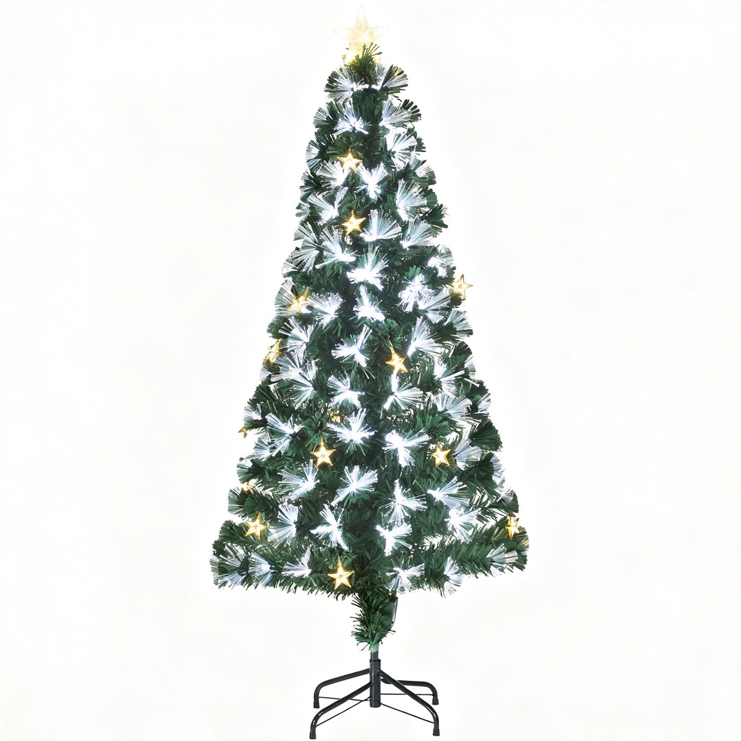 LETGOSPT Künstlicher Weihnachtsbaum Künstlicher Weihnachtsbaum für Gemütliche Deko – Dicht & Formstabil, 120 cm Baum mit 125 Zweigen & 16 LED-Sternleuchten, Ideal für Kinderzimmer, Sideboards oder Kleine Wohnbereiche