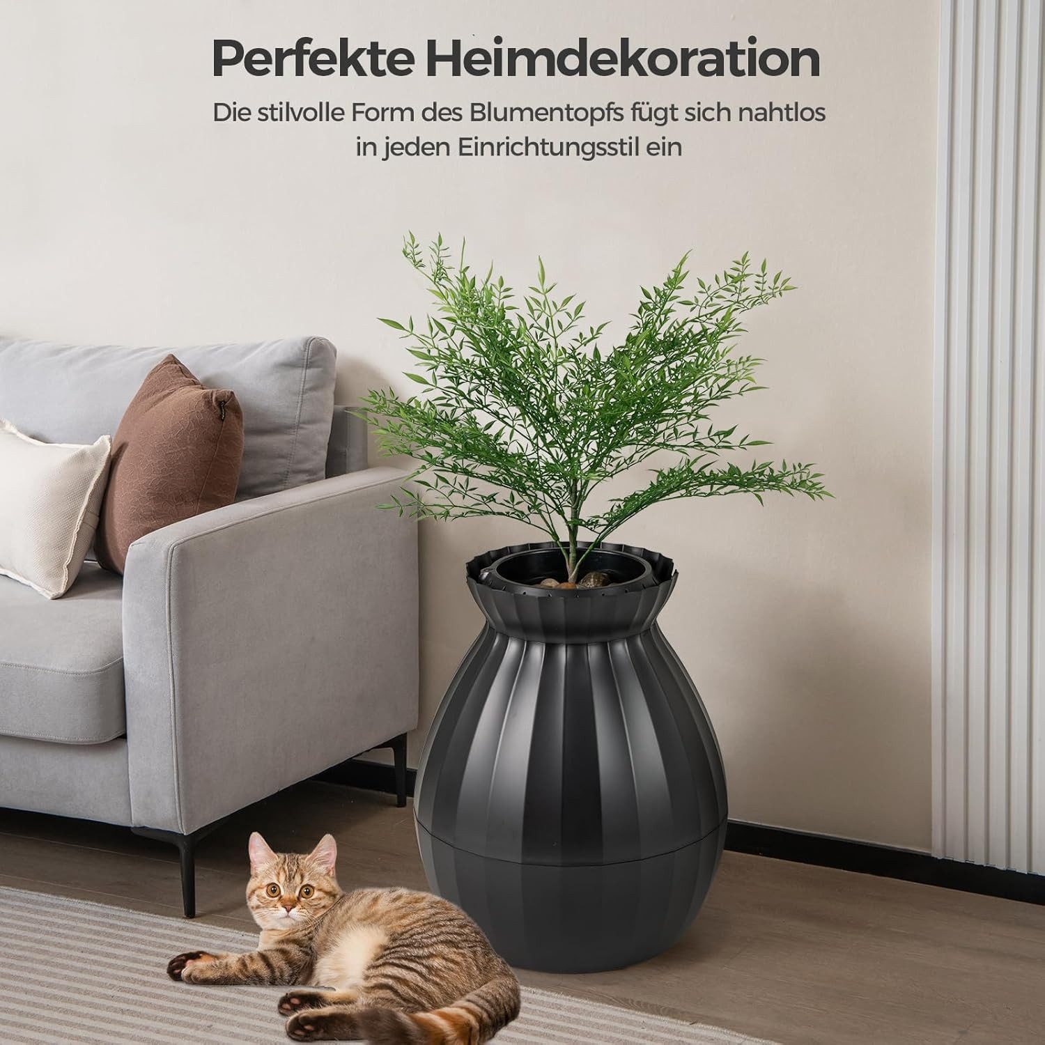 KOMFOTTEU Katzentoilette, Katzenklo mit Kunstpflanze für Katzen, 50x50x59cm günstig online kaufen