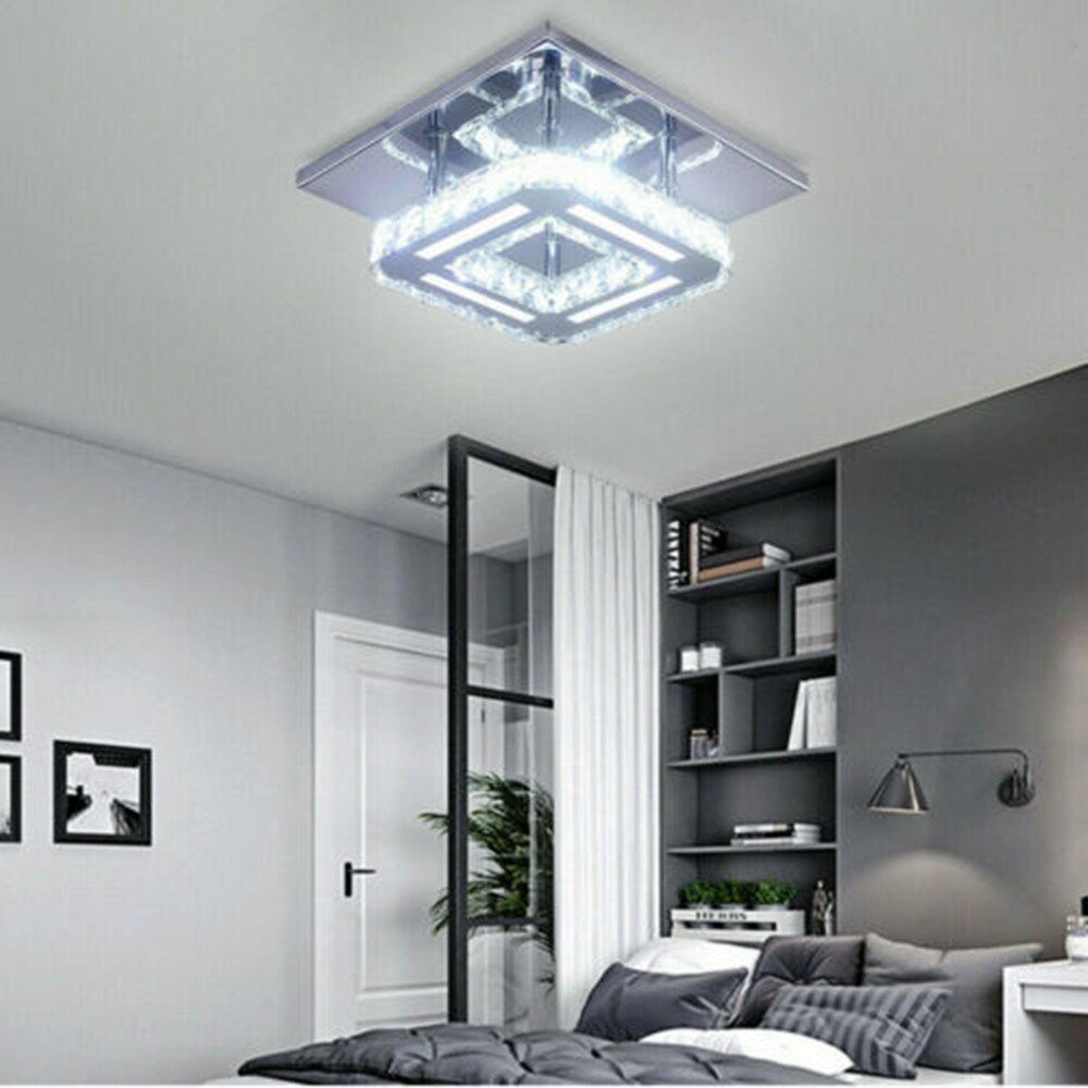 Für 20x20x9cm, LED Lamp, 12W LED Edelstahl 9K fest Deckenleuchte Unterputz Badezimmerlampe Moderne kaltweiße, integriert, Flur 12W Deckenlampen LED Deckenlampen, iscooter Warmweiß, Kristall Wohnzimmer