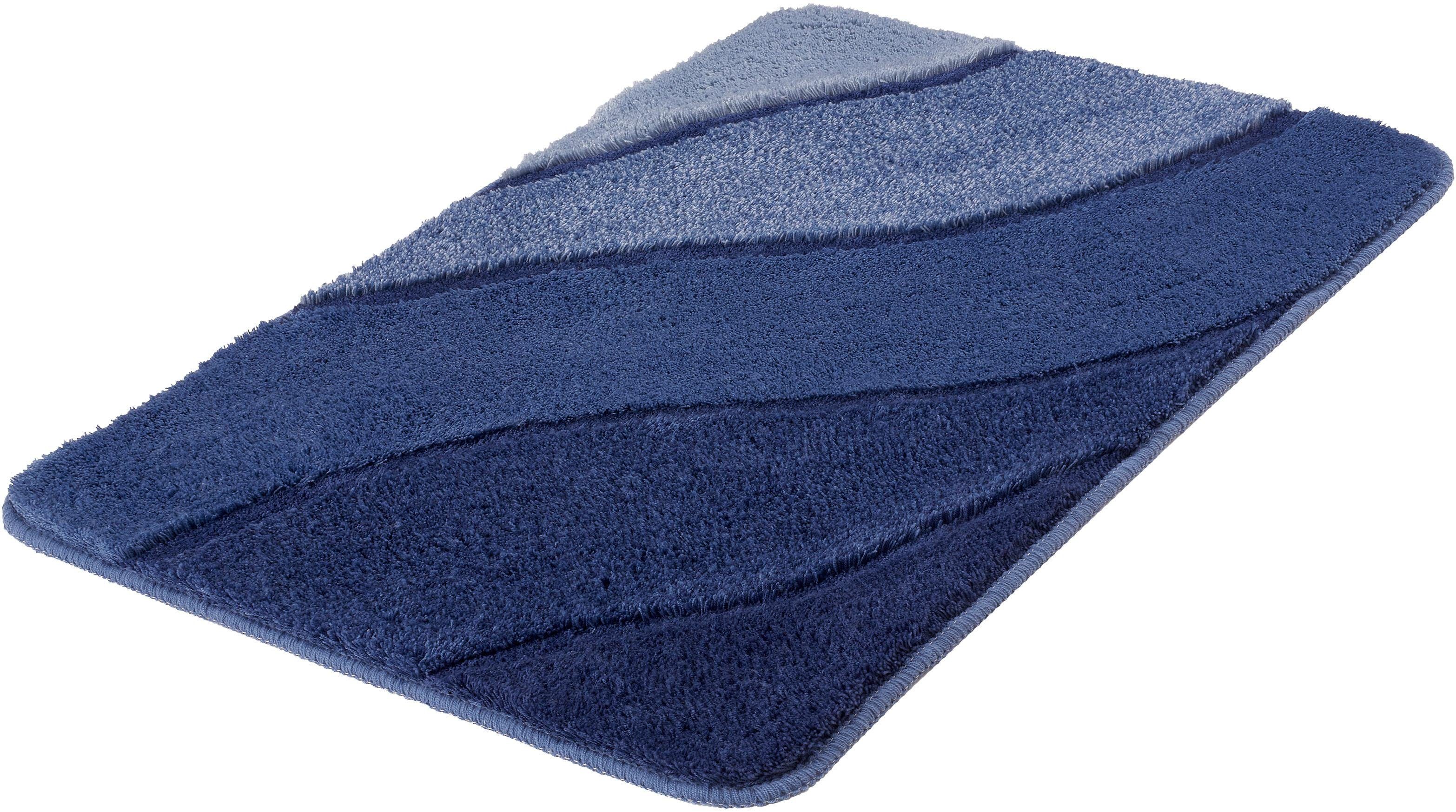 Kleine Wolke Badematte Serenade, Höhe 20 mm, rutschhemmend beschichtet, fußbodenheizungsgeeignet, Kunstfaser, rechteckig, Badteppich, Wellen Design, Farbverlauf, Hoch-Tief Effekt, waschbar