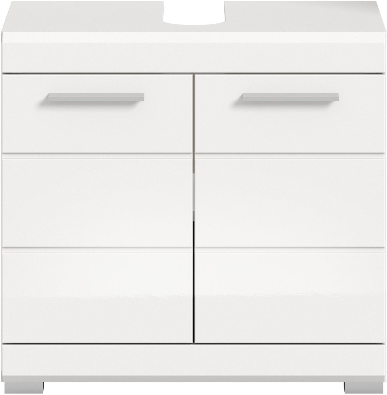 xonox.home Waschbeckenunterschrank Weiß Hochglanz Siphonausschnitt Melamin Modern 60x56x34 cm