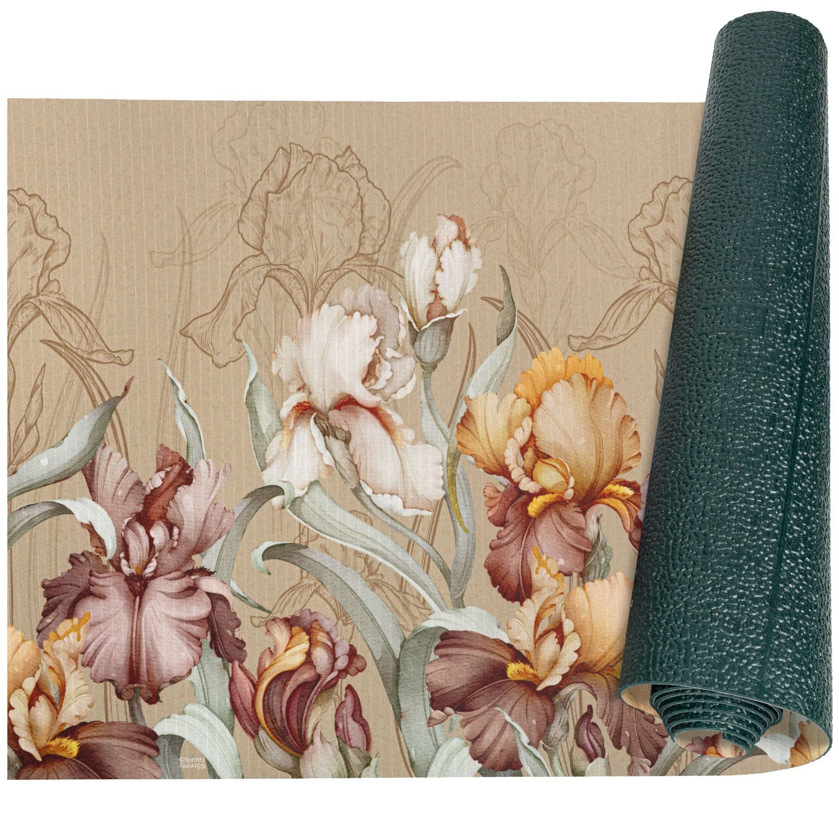 ANRO Küchenläufer RANNA Bodenmatte Flurläufer Teppichläufer Küchenteppich, eckig, Höhe: 3 mm, Meterware rutschfest 100cm Aquarell Beige wasserdicht