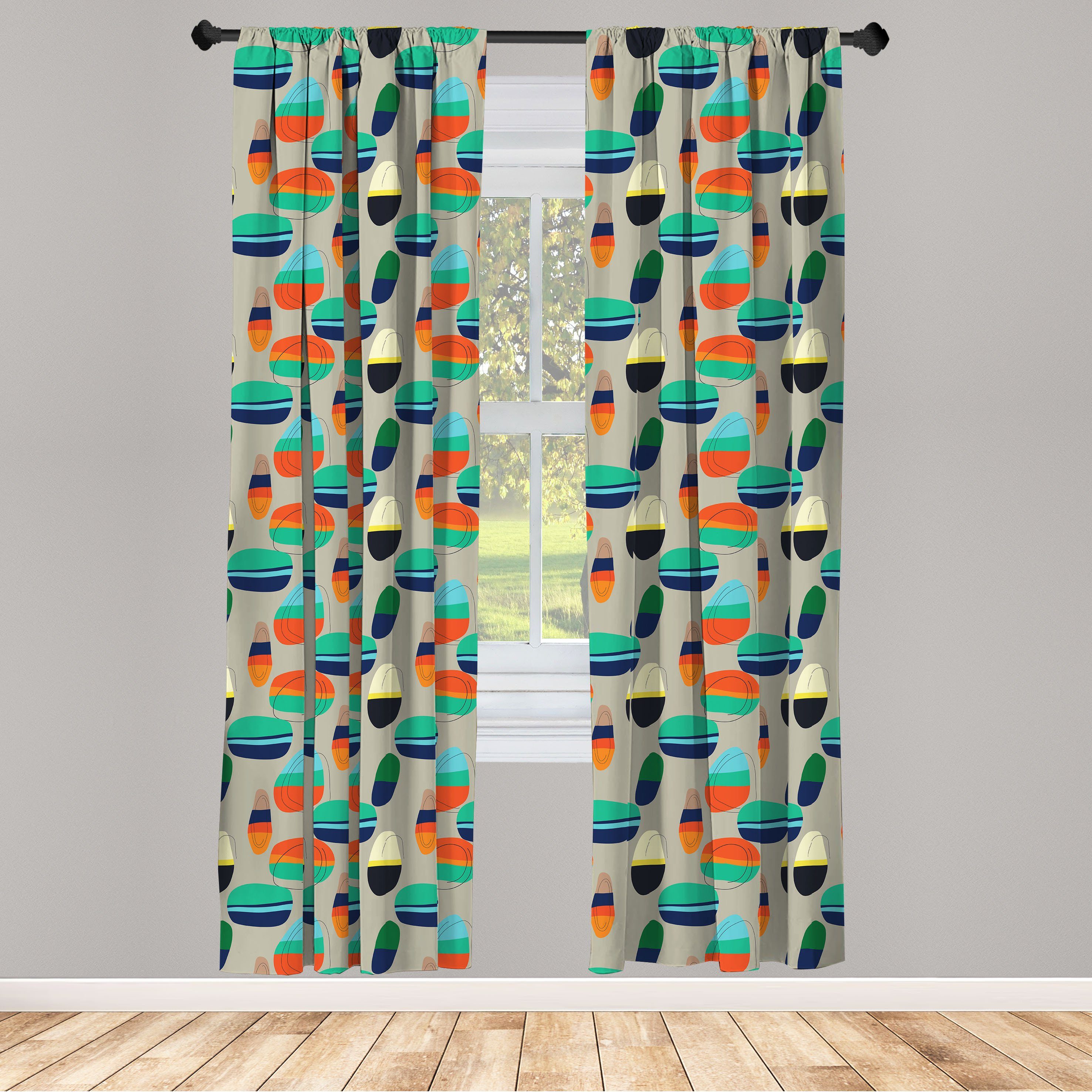 Abstrakte Dekor, Vorhang Microfaser, für Geometrie Schlafzimmer Abakuhaus, zufällige Gardine Elemente Wohnzimmer