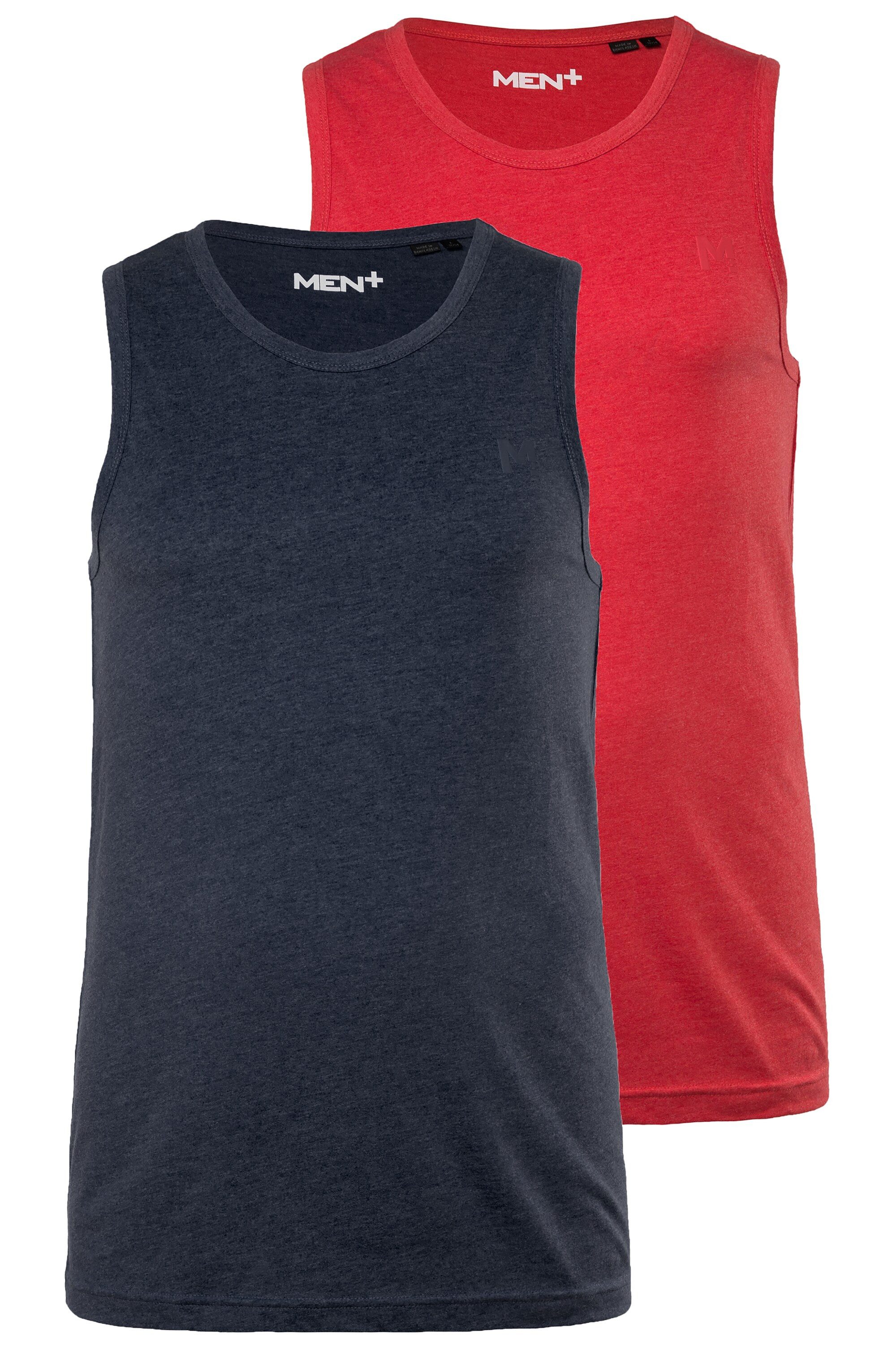 Men Plus T-Shirt Men+ Tanktop Basic 2er-Pack Rundhals bis 8 XL günstig online kaufen