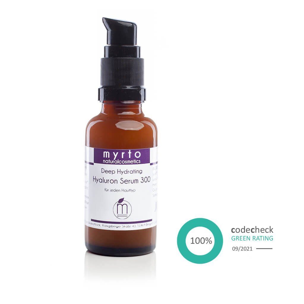 myrto Naturkosmetik Hyaluron Serum 300 – Booster für intensive Feuchtigkeit & Anti-Falten-Effekt, ideal für sensible, reife und trockene Haut vegan, alkoholfrei