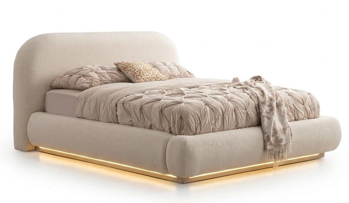 JVmoebel Bettanlage Schlafzimmer Set Bett 2х Nachttische Modern Beige Induktion, (3-tlg), Made in Europa