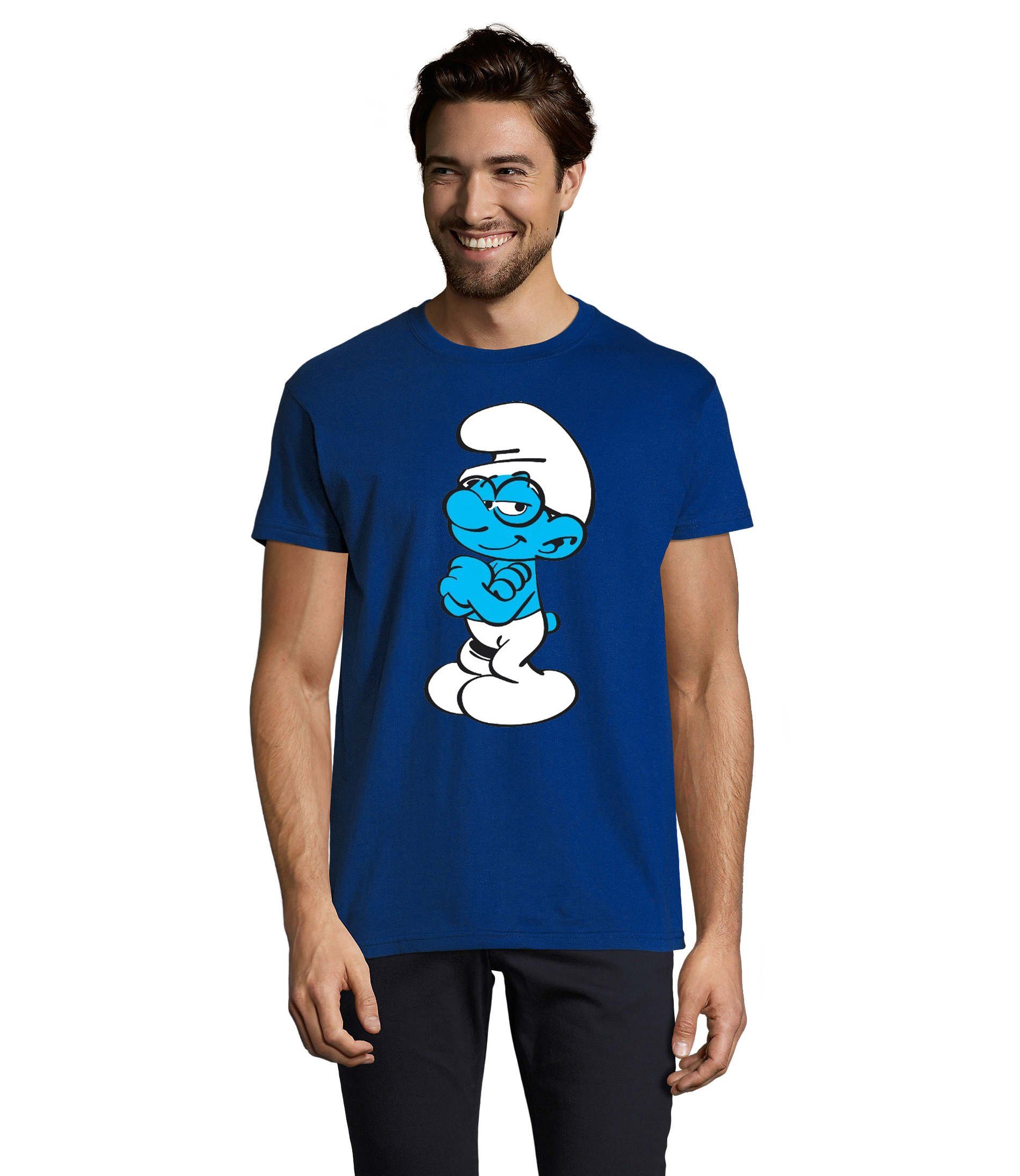 Schlumpfine Herren Schlumpf T-Shirt Blondie Brownie & Schlaubi Schlümpfe Blau