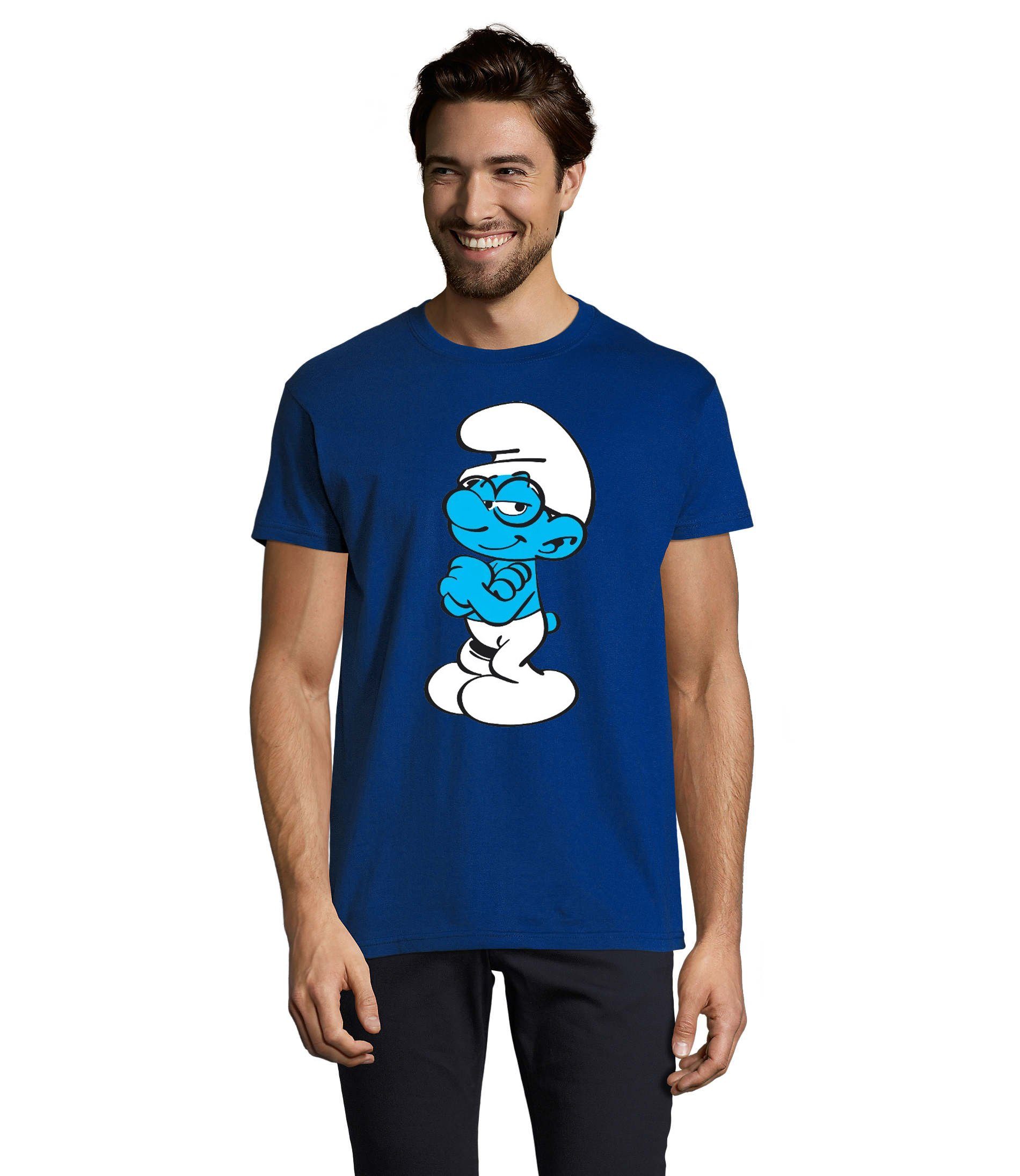 Blondie & Brownie T-Shirt Schlumpfine Schlumpf Herren Schlaubi Schlümpfe Blau