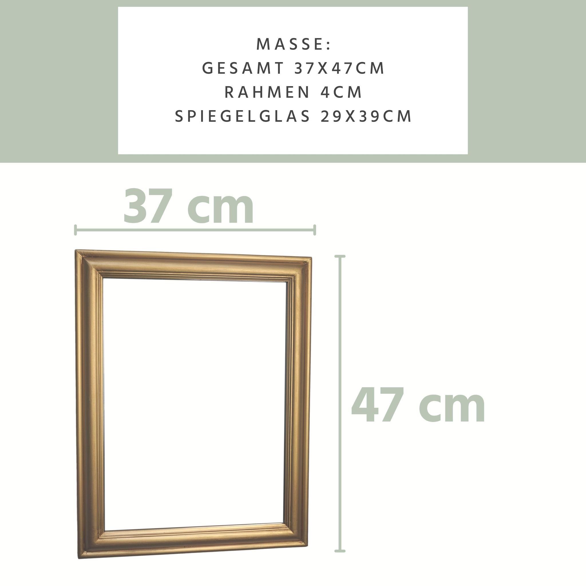 37x47x3, Wandspiegel: Spiegel Wandspiegel schlicht Gold Wandspiegel elbmöbel 37x47x3 Badspiegel gold | Vintage gold cm