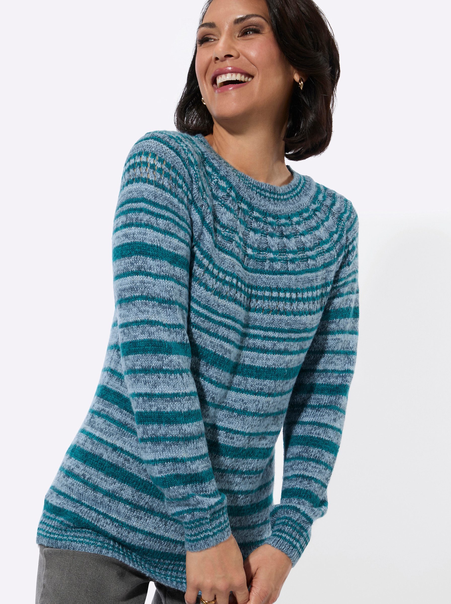 Witt Strickpullover Rundhals-Pullover Langarm Mustermix gestrickt