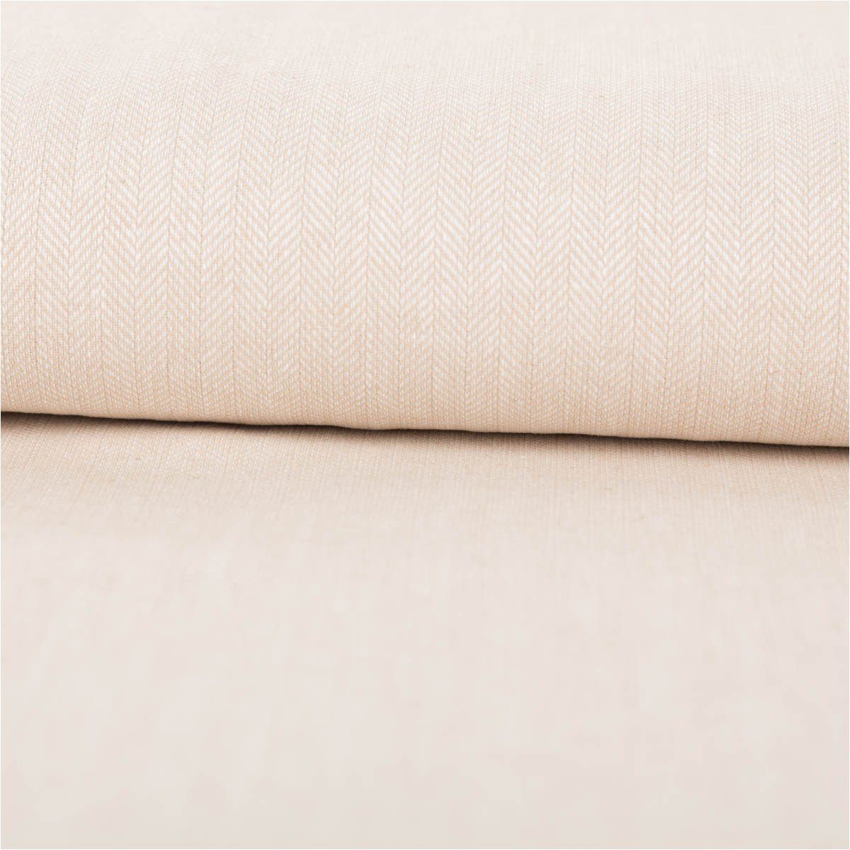 SCHÖNER LEBEN. Stoff Leinen-Baumwollstoff Meterware Chambray Fischgrät meliert Beige 138cm, pflegeleicht