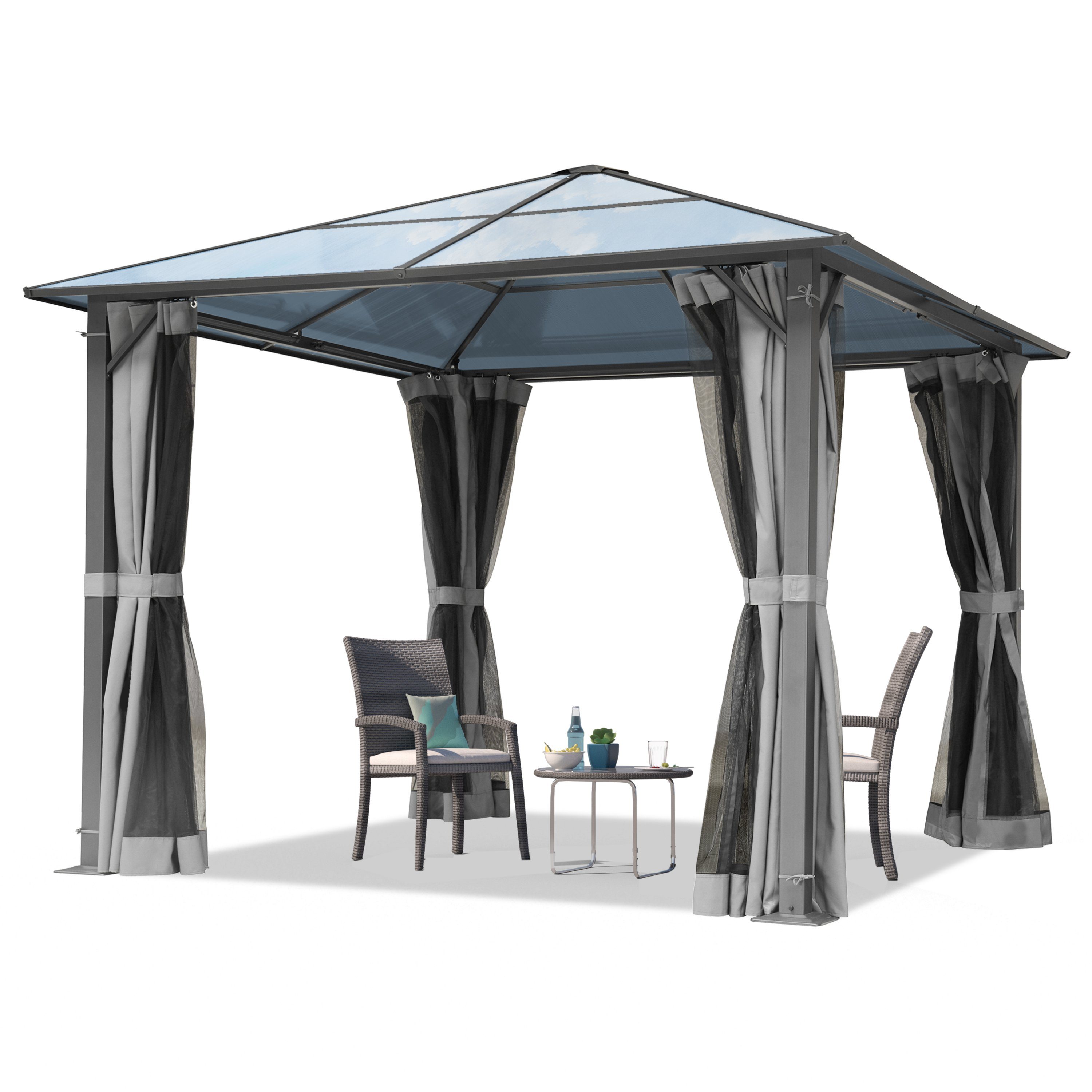 TOOLPORT Pavillon Gartenpavillon Moonlight Deluxe grau, mit 4 Seitenteilen, günstig online kaufen