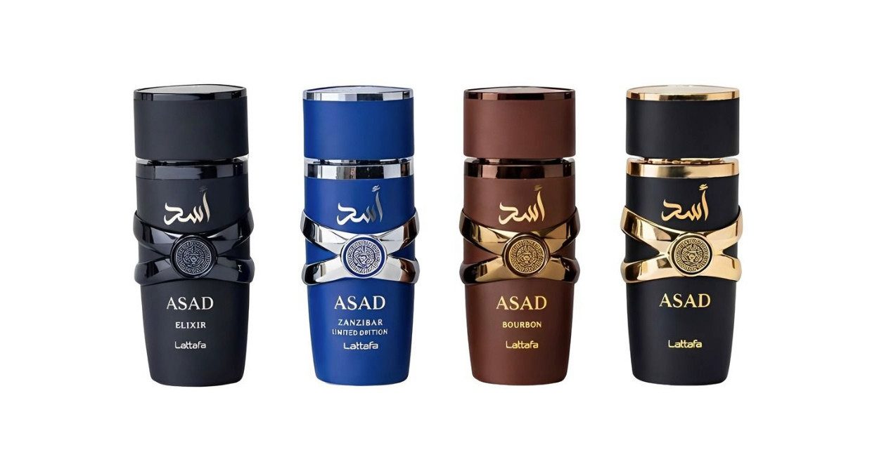 Lattafa Duft-Set Asad EDP Set, 4-tlg., Asad Elixir; Asas Zanzibar; Asas Bourbon; Asad;