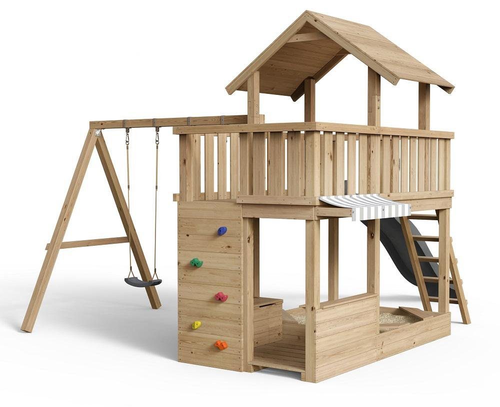 SCHEFFER Outdoor Toys Spielturm Mia grau, naturbelassenes Lärchenholz