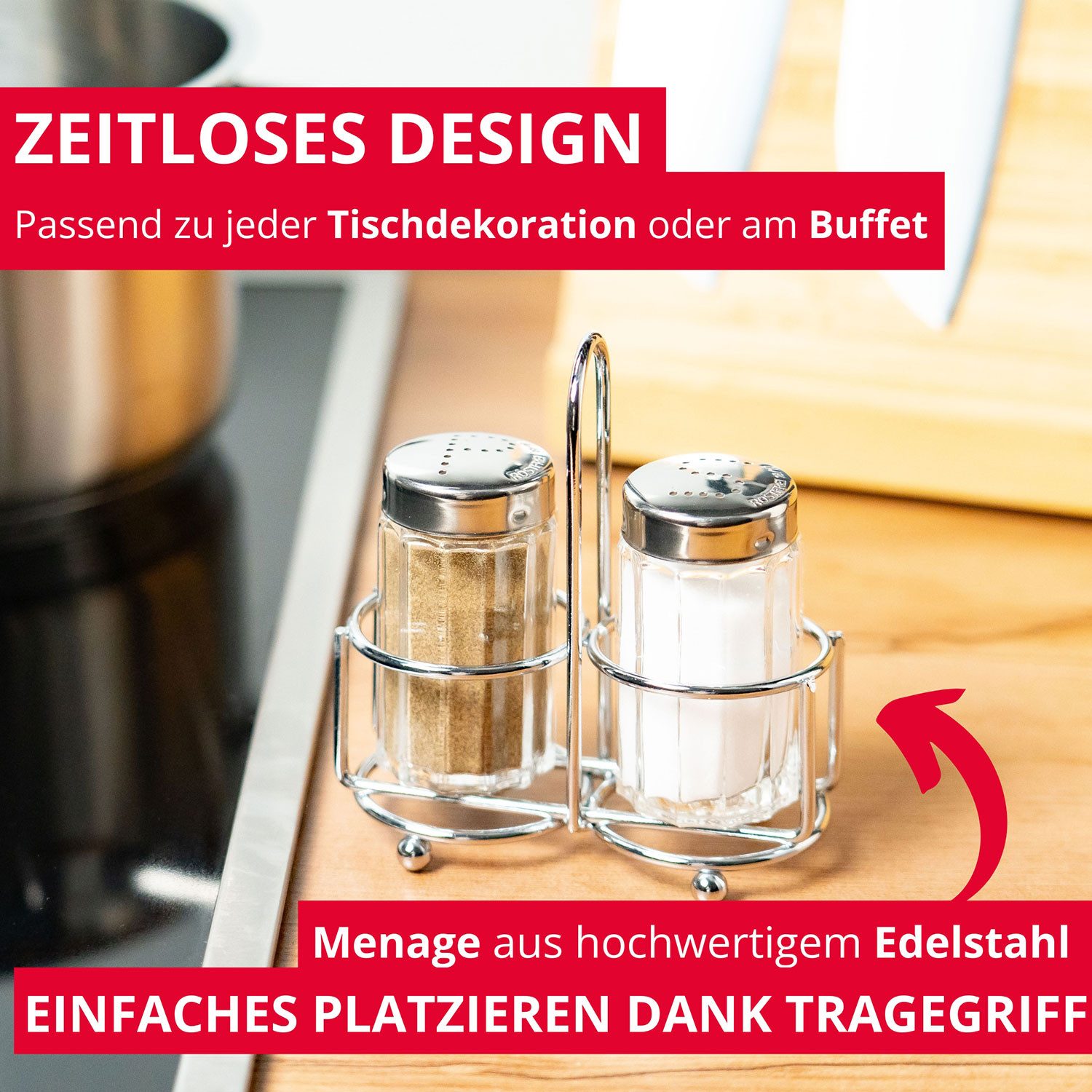 WESTMARK Salz- / Pfefferstreuer Menage Salz und Pfeffer »Traditionell«, 3 tlg., Fassungsvermögen: je – Bild 4 von 5
