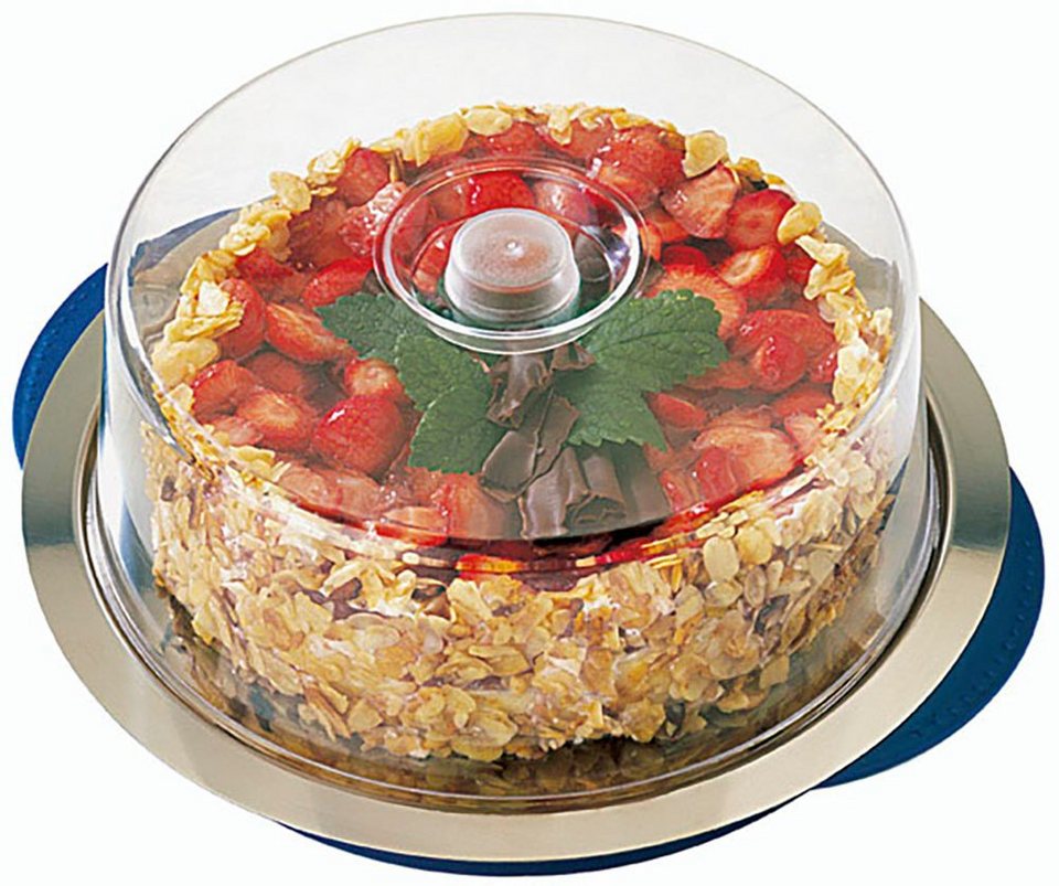 APS Kuchenplatte, Edelstahl, Kunststoff, Ø 34 cm, Kühlfunktion durch 2  Kühlakkus