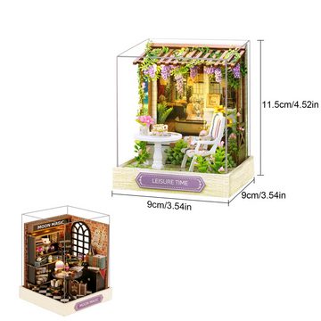 REDOM 3D-Puzzle Miniatur Haus Modellbau Bausatz Puppenhäuser Dekoration Möbeln, Puzzleteile, mit Staubabdeckung Geschenk Geburtstag Weihnachten DIY LED-Licht
