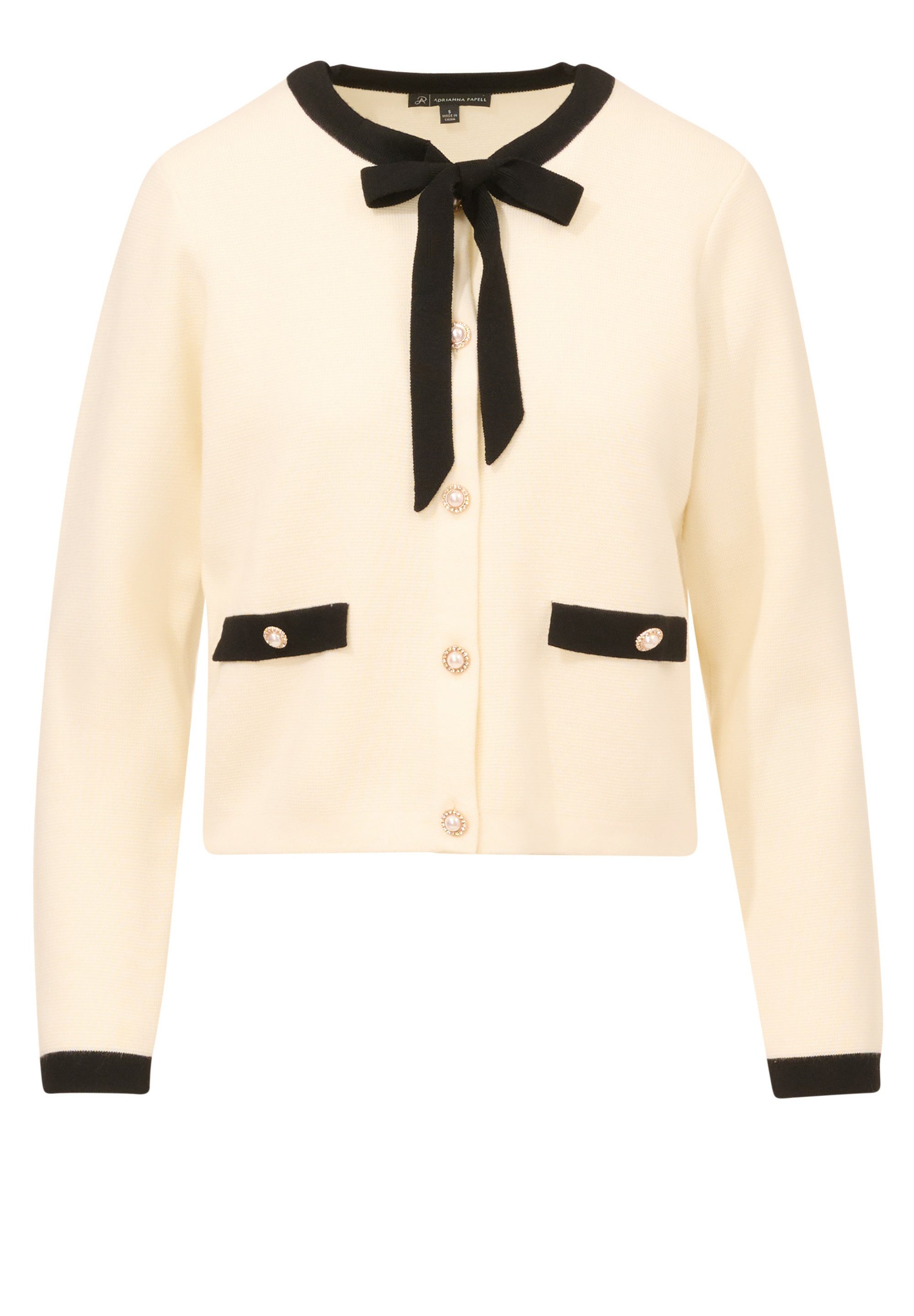 Adrianna Papell Strickjacke Long Sleeve Crew Neck Contrast Bow Neck Cardiga günstig online kaufen