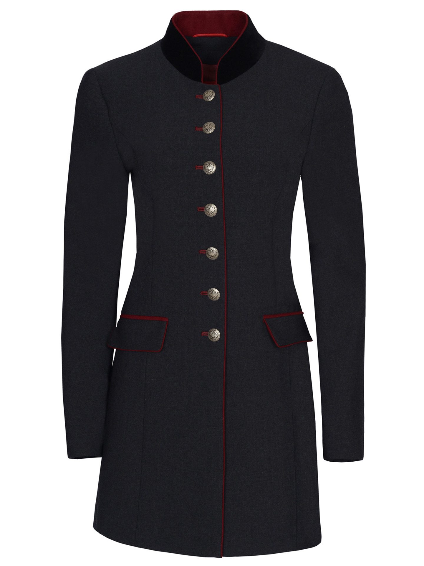 Moschen-Bayern Trachtenblazer Trachtenblazer Damen Trachtenjacke Trachtenjanker Gehrock Schwarz Grau Stehkragen mit Samt