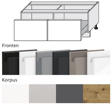 Feldmann-Wohnen Unterschrank Avellino (1-St) 120cm Front- & Korpusfarbe wählbar grifflos 2 Schubladen (Vollauszug)