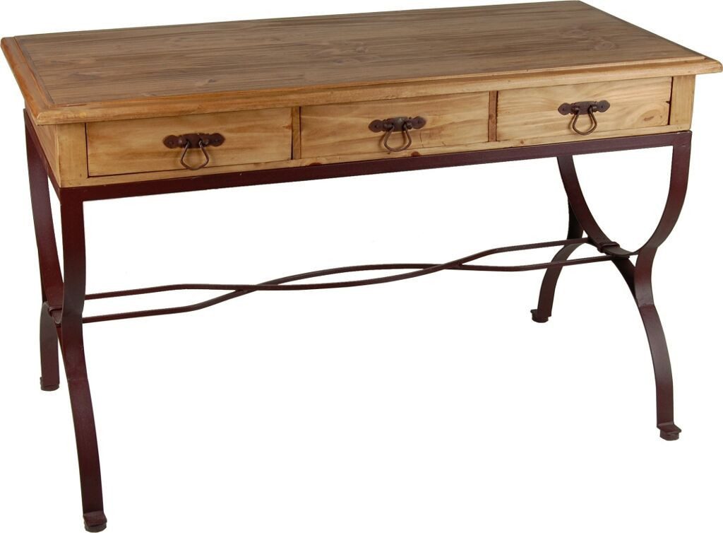 MiaMöbel Schreibtisch Mexico, aus massivem Pinienholz Honig