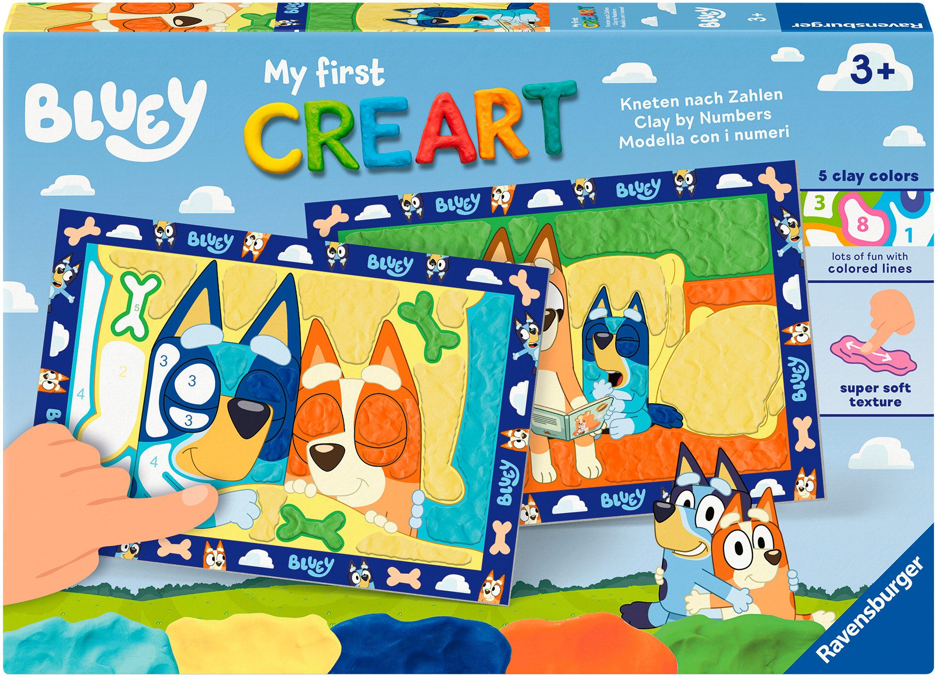 Ravensburger Knetform-Set My First CreArt, Kneten nach Zahlen - Gute Nacht, Bluey!, Made in Europe von Ravensburger