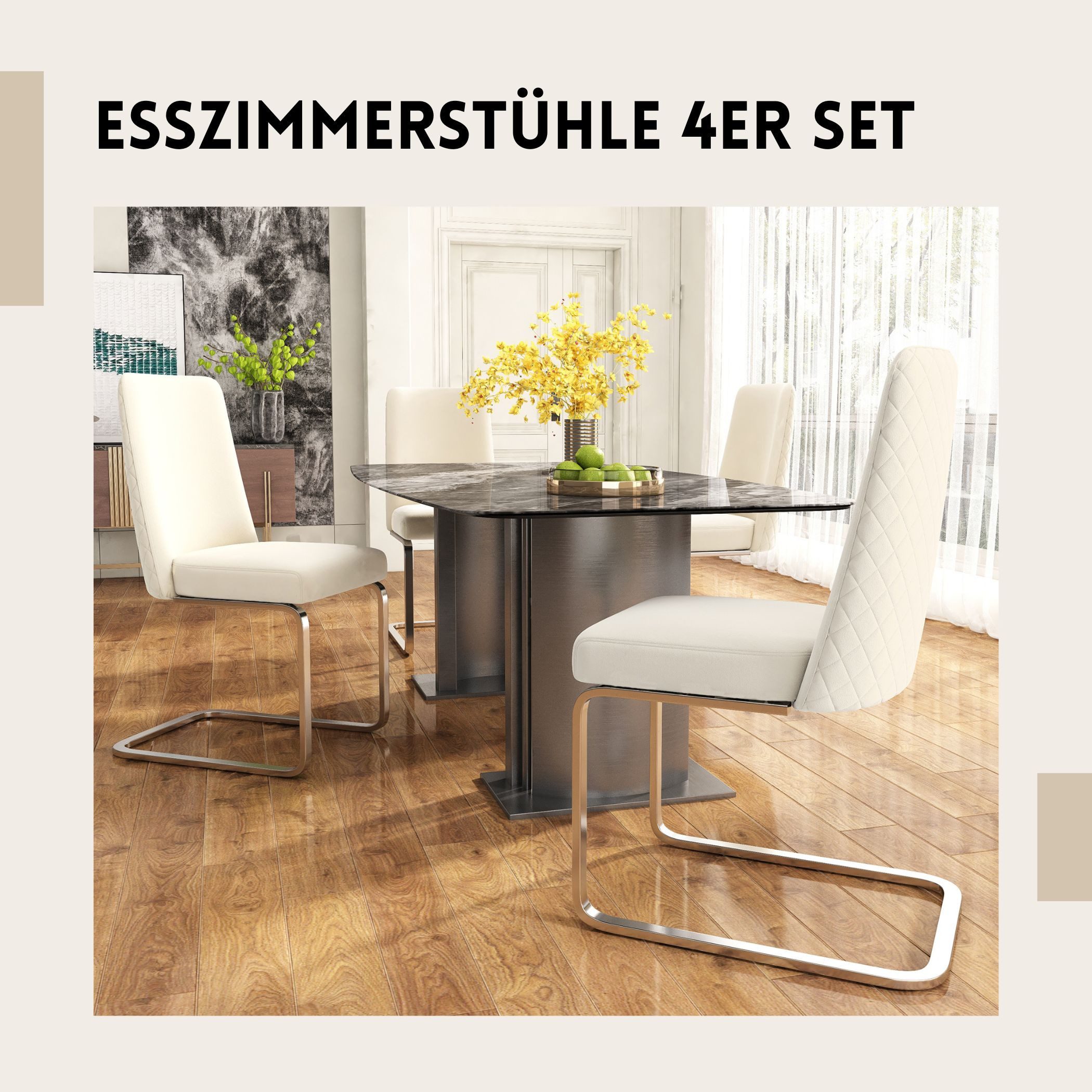 SeedWave Freischwinger Samt-Schwingstühle mit Rautenmuster Rückenlehne, günstig online kaufen