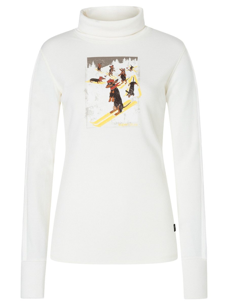 SUPER.NATURAL Rollkragenpullover für Damen, Merino W DACHSHUND ROLL NECK Rollkragen mit Dackel-Motiv, atmungsaktiv