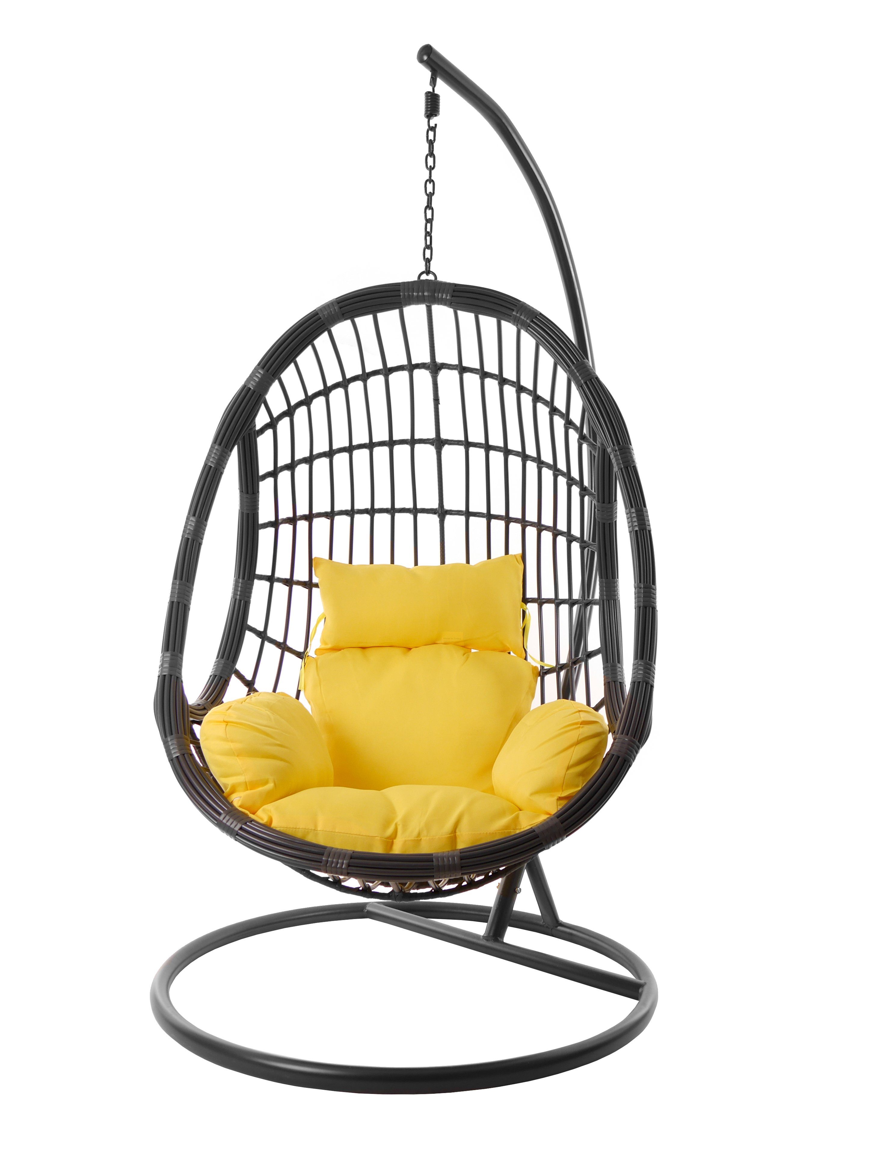 PALMANOVA moderne grau, Hängestuhl Kissen, pineapple) in Loungemöbel mit grau, Hängesessel (2200 KIDEO Hängesessel und Gestell gelb farbige Nest-Kissen