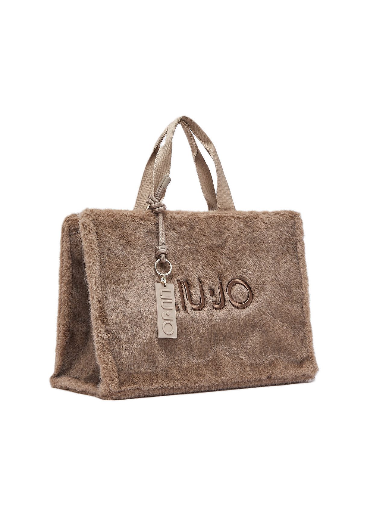 Liu Jo Handtasche L TOTE - großer Teddyshopper beige mit Logoanhänger
