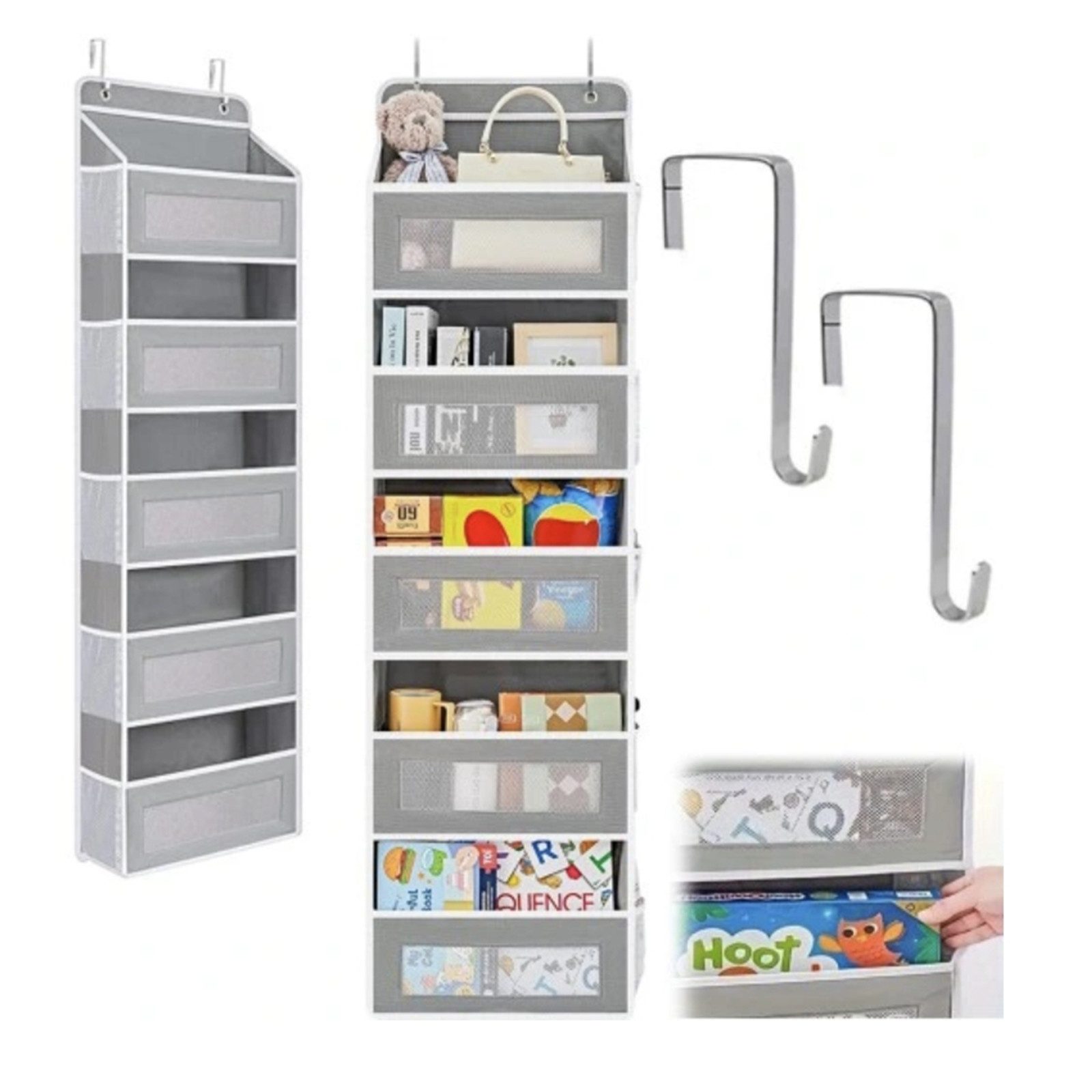 STILVORA Hängeregal mit 5 Fächern,Hängende Aufbewahrungstasche Türorganizer Wandorganizer, Stoffregal Ordnungssystem Kleiderschrank Organizer 1-tlg., Hängend mit Metallhaken für Tür Bad Kinderzimmer Wohnzimmer