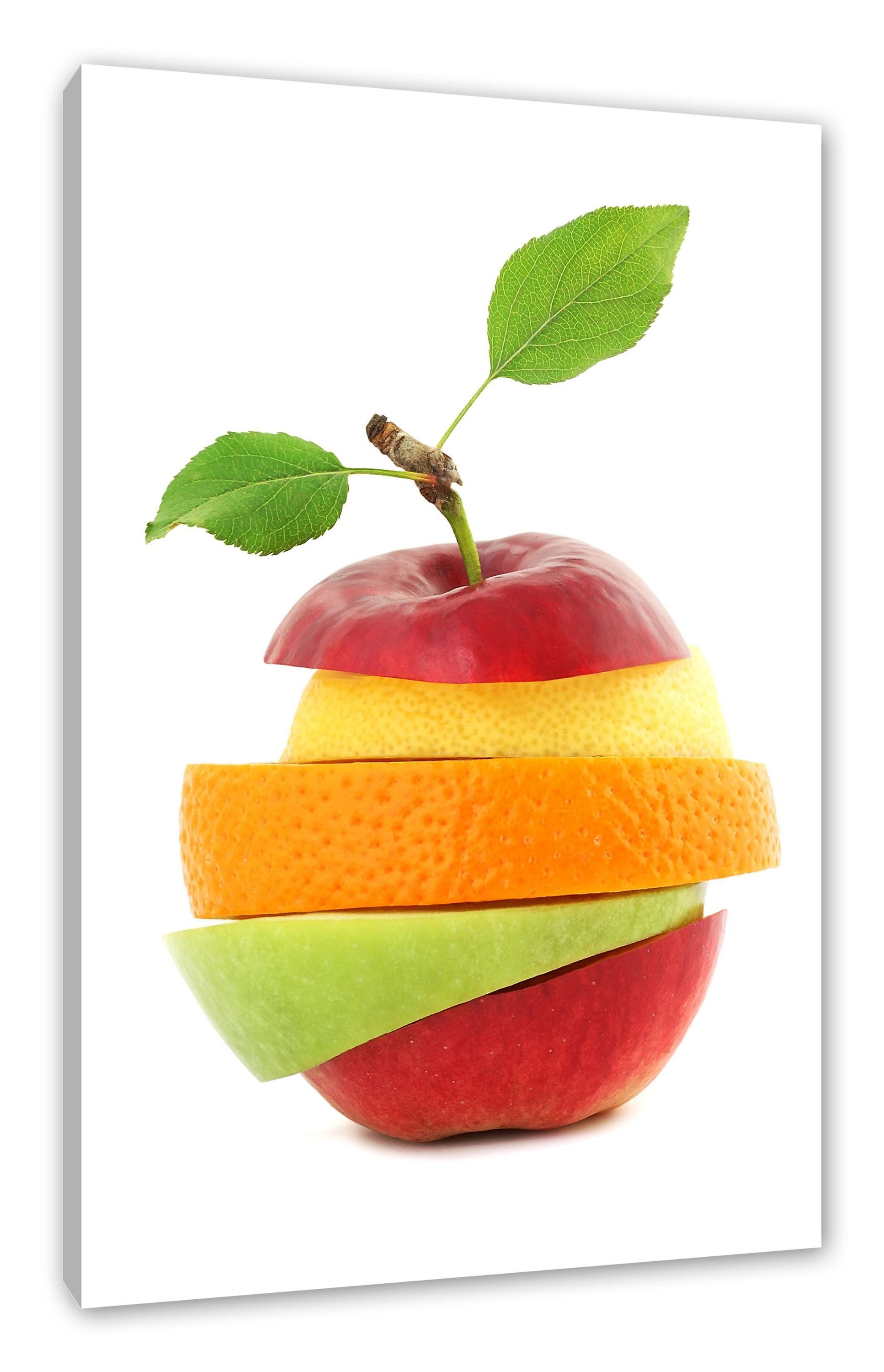 Leinwandbild zerschnittenes Leinwandbild Obst, Pixxprint fertig Zackenaufhänger Gemischtes inkl. Gemischtes zerschnittenes Obst St), bespannt, (1