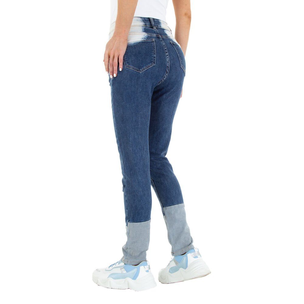 Leg Straight Freizeit Straight-Jeans Jeans Ital-Design in Jeansstoff Damen Stretch Blau