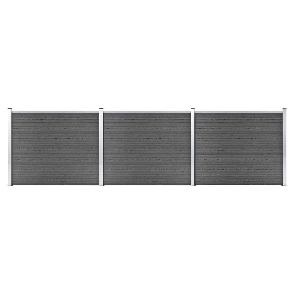 Gartentor Zaunelement Set WPC 526x146 cm Schwarz
