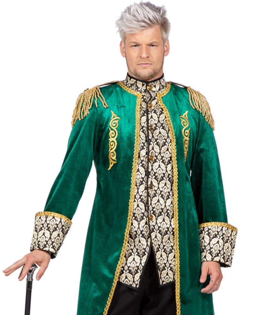 Karneval-Klamotten Kostüm Parade Frack Herren Hochwertig Samt grün gold, Show Jacke Frack Männerkostüm Prunksitzung hochwertig Partnerkostüm
