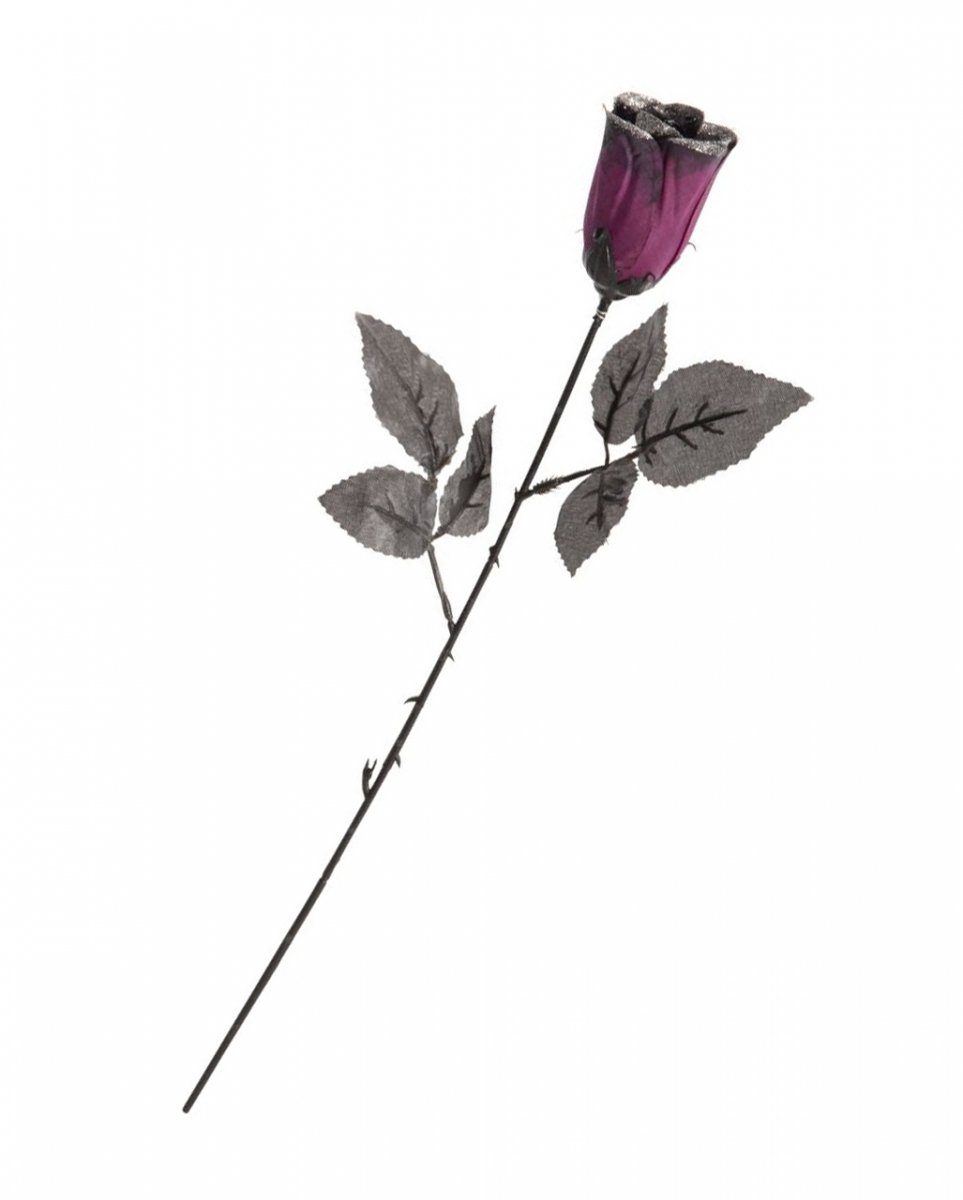 Dekoobjekt Violette Kunstrose mit Glitzer als Halloween & Got