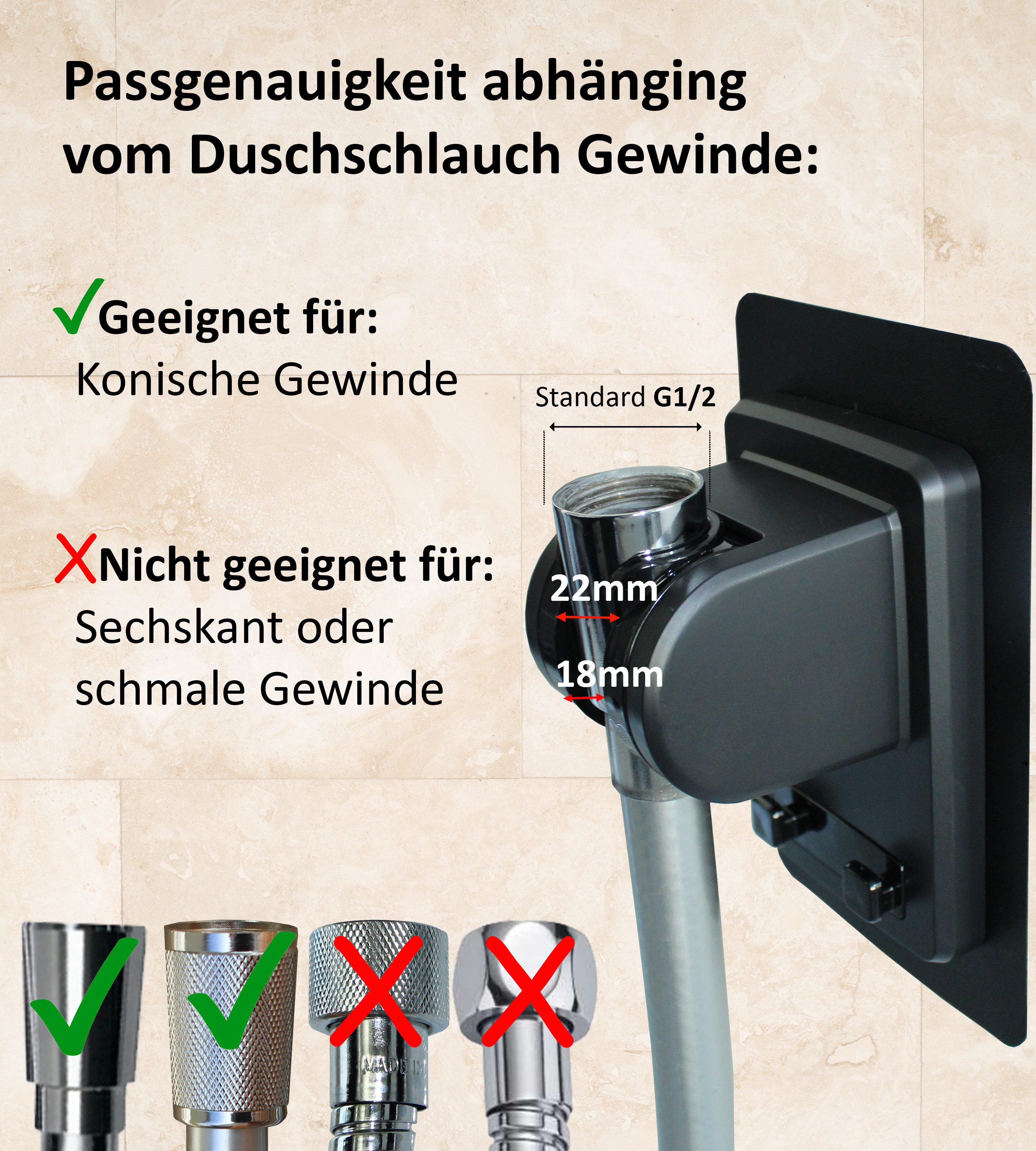 Blumbach Brausehalter - Sticky Duschkopfhalterung ohne Bohren, DAS ORIGINAL - Duschkopf Halterung mit extra starkem Klebepad – Bild 5 von 5