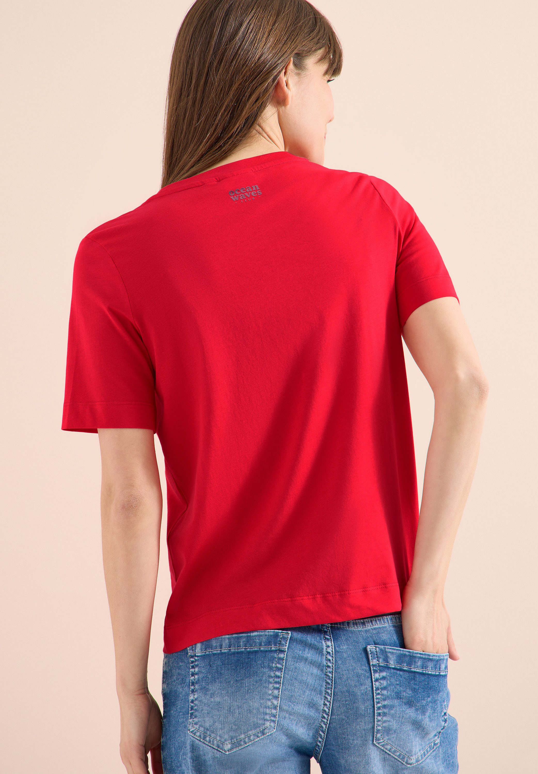 CECIL T-Shirt Sommershirt mit maritimem Wording-Print, Jerseyqualität