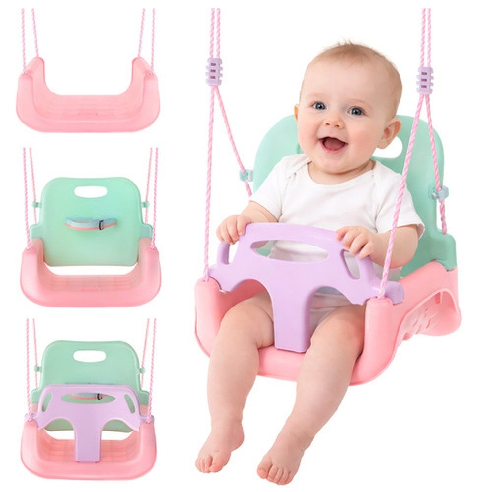 KRUZZEL Babyschaukelsitz Kinderschaukel 3-in-1 Gartenschaukel (Spar-Set, 1-tlg), Rückenlehne, Sicherheitsbügel und Gurt sorgen für stabilen Halt