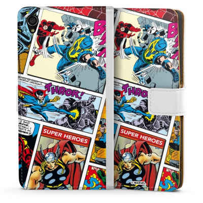 DeinDesign Handyhülle Marvel Retro Comic Blue, Sony Xperia Z3 Hülle Handy Flip Case Wallet Cover Handytasche Leder