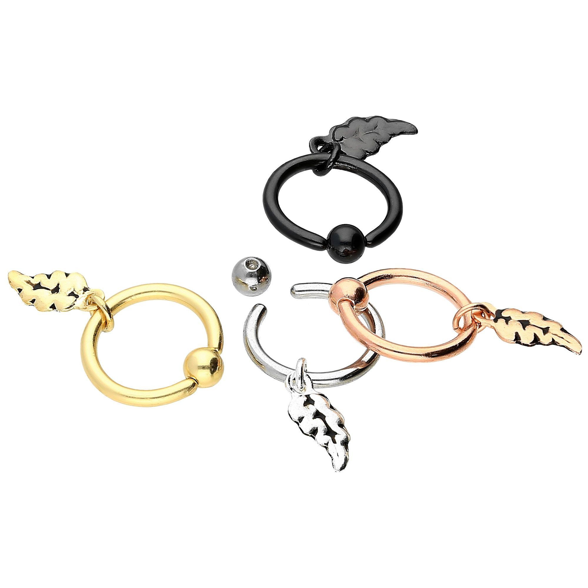 PIERCINGLINE Nasenpiercing Chirurgenstahl Klemmkugelring BLATT (Klemm-Ringe, 1-tlg)