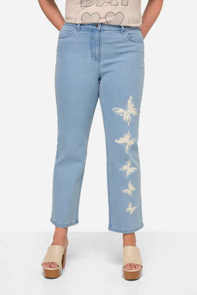 MIAMODA Regular-fit-Jeans Jeans Straight Fit Schmetterlinge 4-Pocket