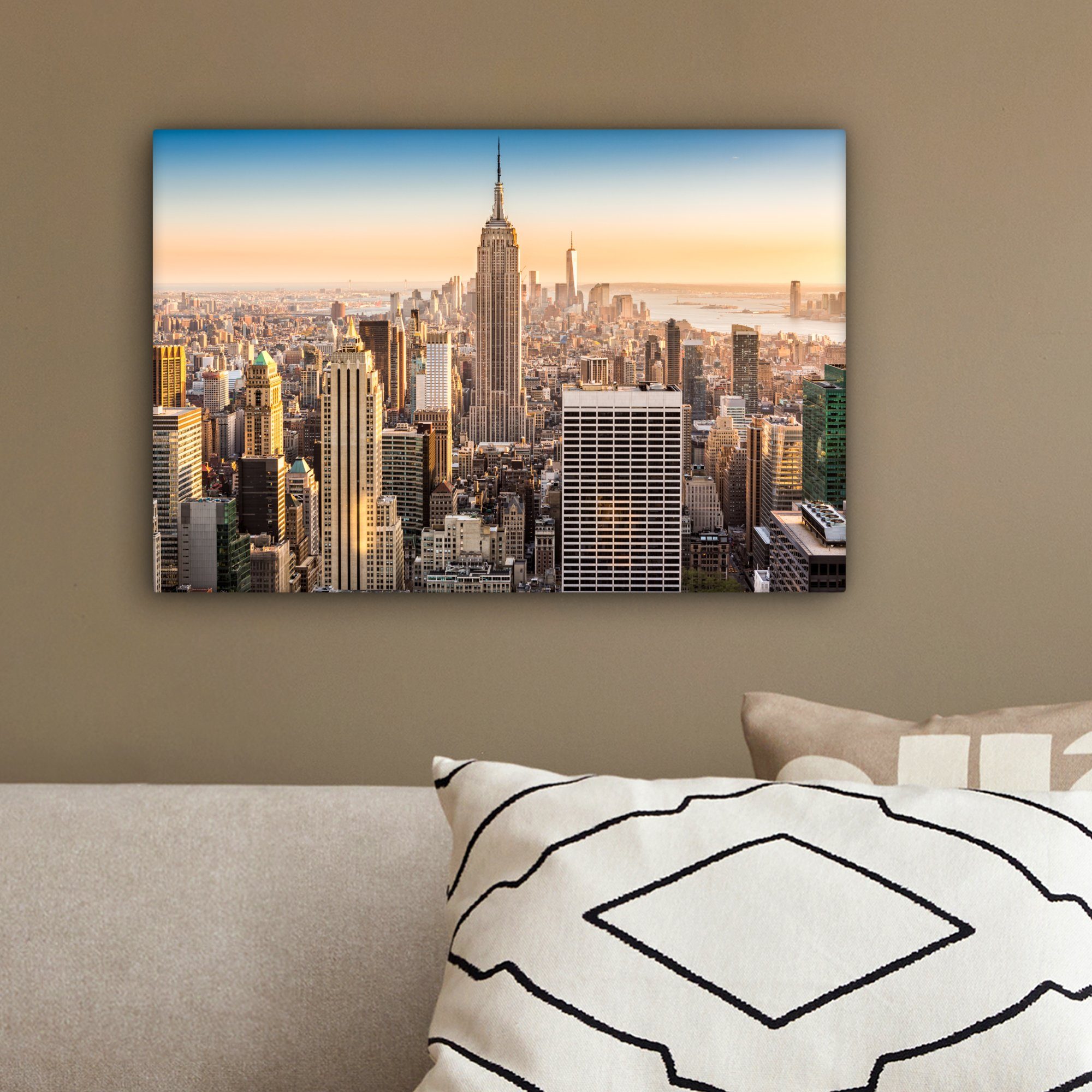 OneMillionCanvasses® Leinwandbild New York - Nebel - Skyline, Fotodruck (1 St), Leinwand Bilder Klein, Wand Dekoration Aesthetic 30x20 cm – Bild 4 von 5