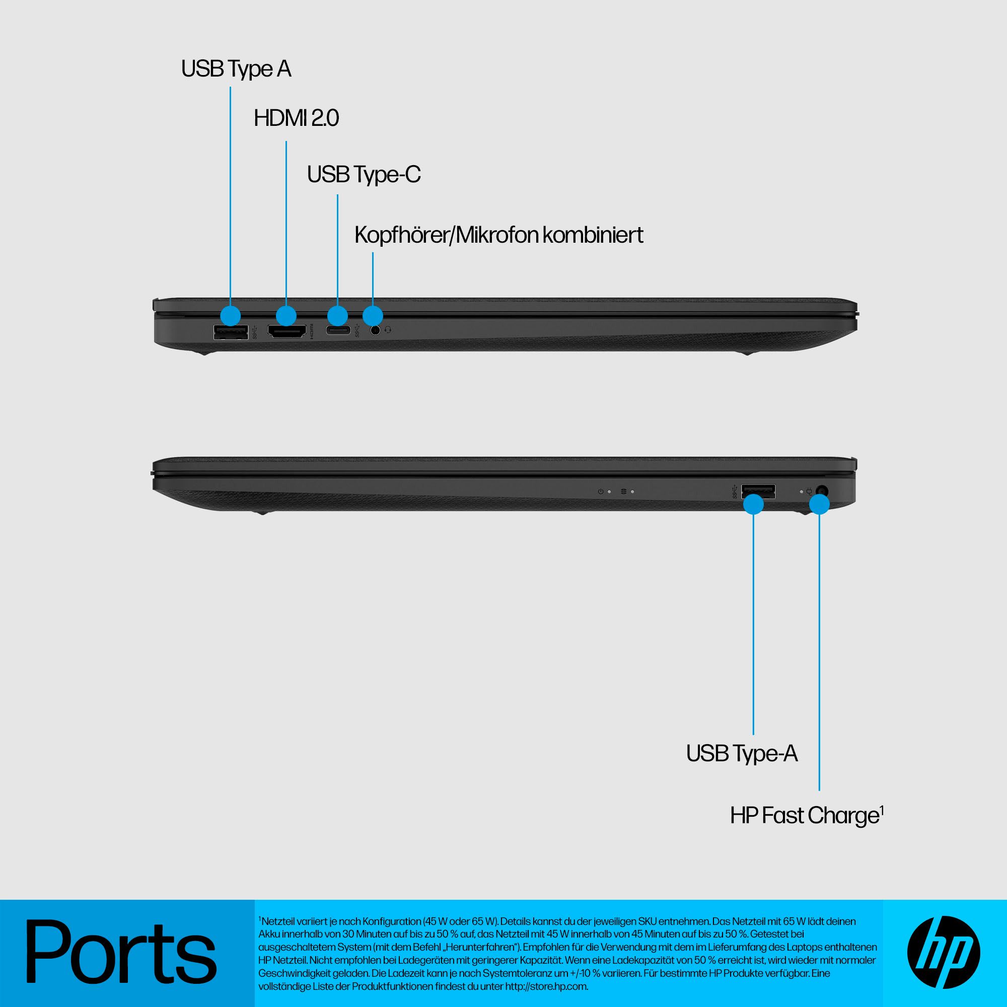 HP 17-cn3215ng Notebook (43,94 cm/17,3 Zoll, Intel N-Reihe N100, UHD Graphics, 512 GB SSD)