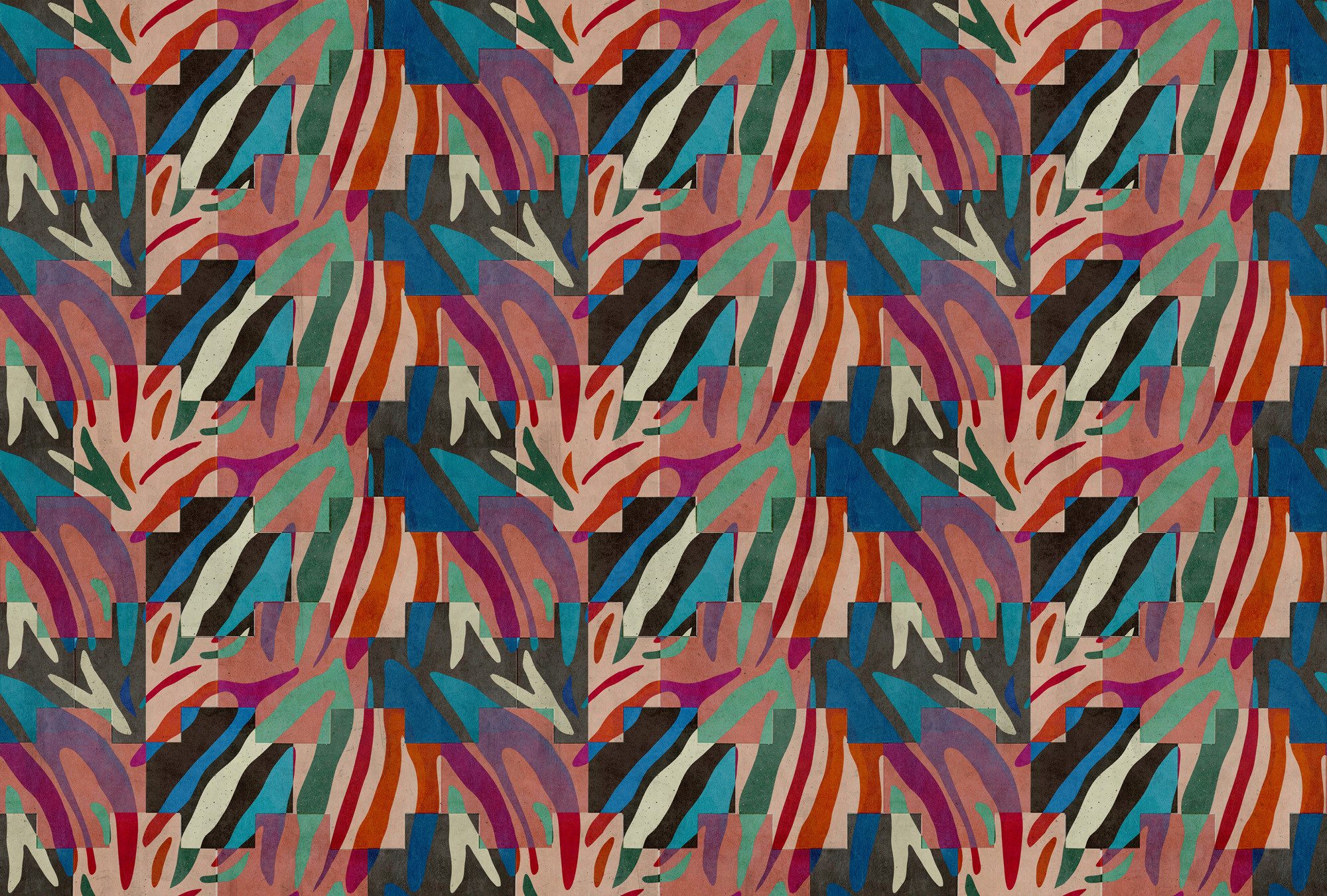 living walls Vliestapete Abstrakte Mustertapete Bunt Schwarz Retro Vlies, glatt, matt, (1 St)