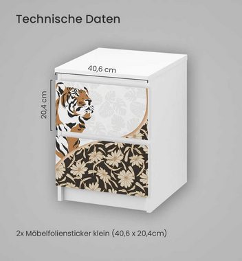 MyMaxxi Möbelfolie Kommodenaufkleber Malm gemalter Tiger mit Blüten