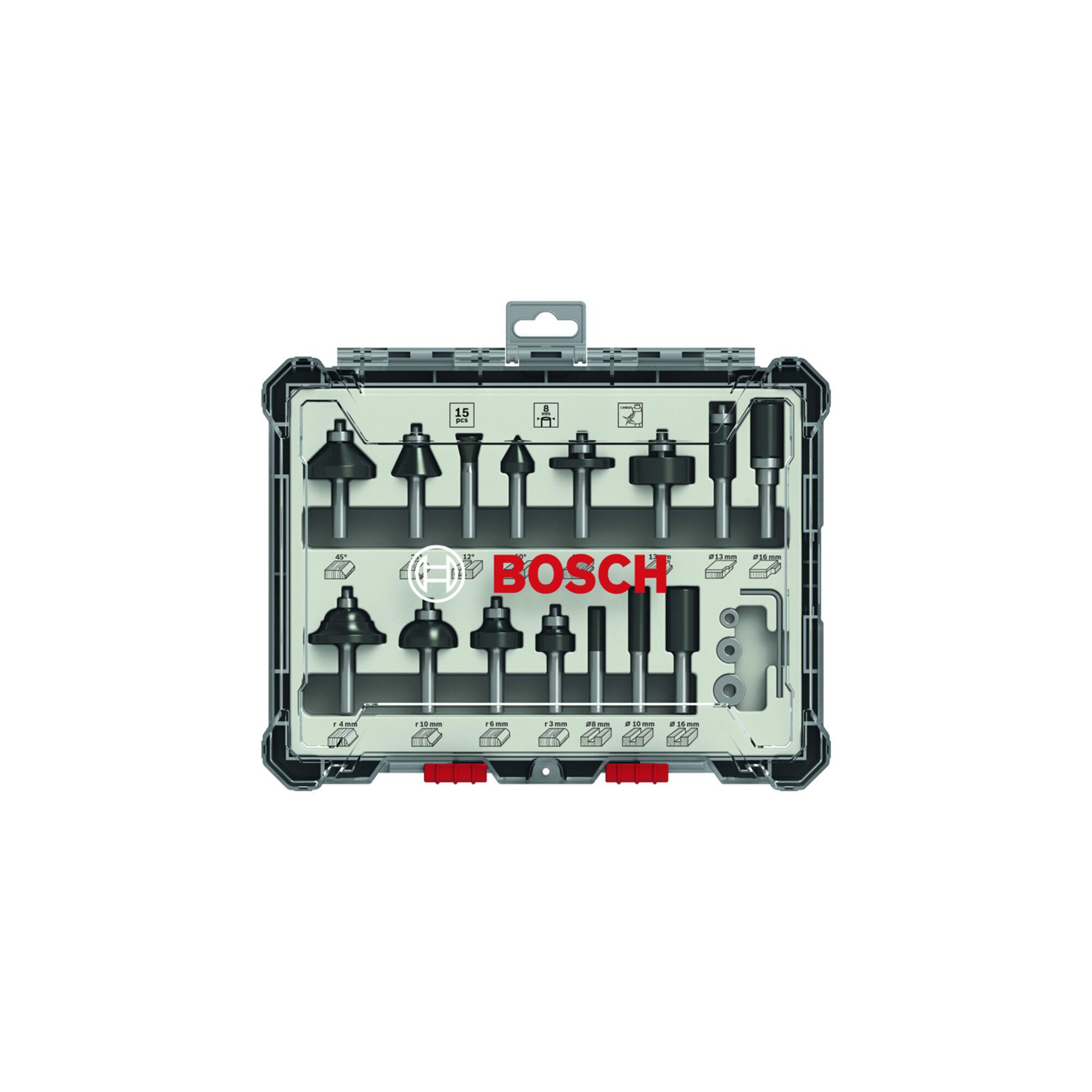 Bosch Professional Fräser-Set Bosch Fräser-Set 8-mm-Schaft 15-teilig