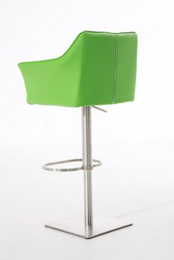 TPFLiving Barhocker Damaso (mit Rückenlehne und Fußstütze - Hocker für Theke & Küche), 360° drehbar - Gestell Edelstahl - Sitzfläche: Kunstleder Grün