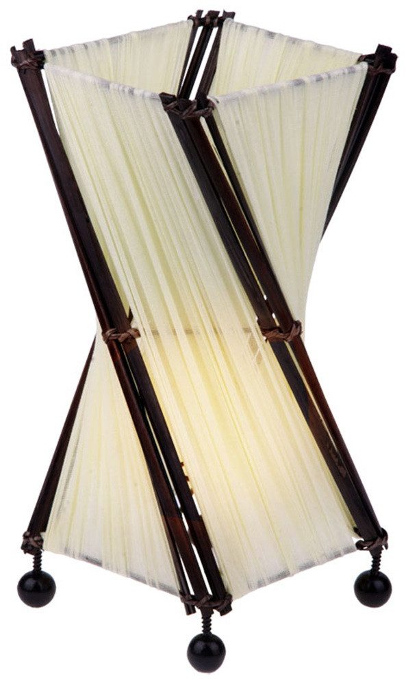 WORU Tischleuchte Tischleuchte Maira Stoff Bambus 30 cm Grün oder Creme